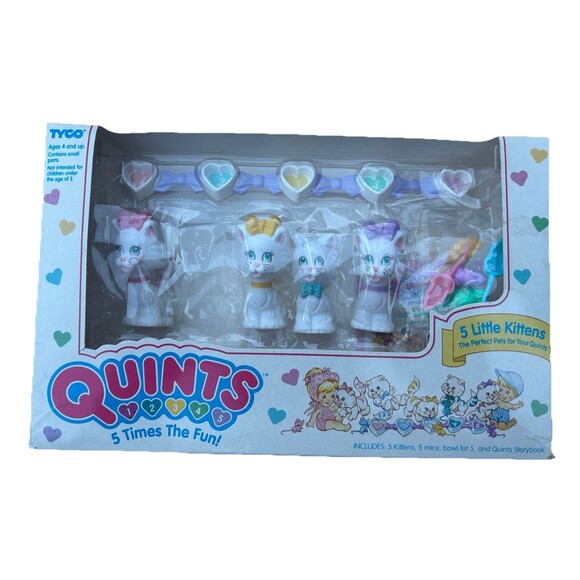 Vintage Rare Tyco Quints 4 Little Kittens Bowls Mice Quints Storybook Fun Times - Picture 1 of 9